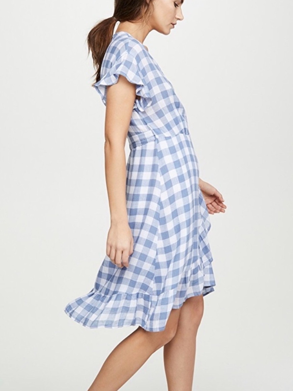 NEW Rails Brigitte Periwinkle Check Linen Wrap Dress Blue White Gingham | S - Picture 14 of 16